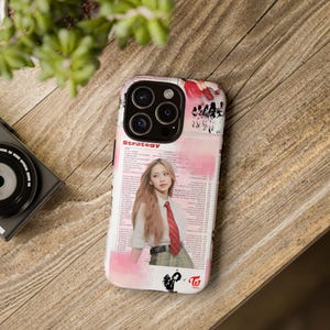 Capa de celular resistente inspirada em cartão de foto de estratégia Twice Tzuyu, produtos Kpop, fofos