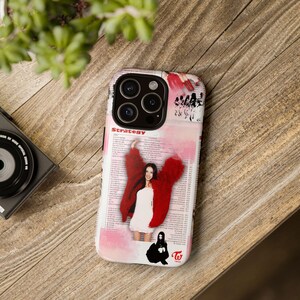Capa de celular resistente inspirada em cartão fotográfico de estratégia Twice Chaeyoung, produtos Kpop, fofos