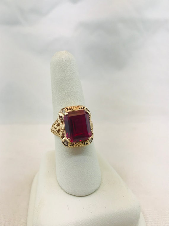 SOLD~ Antique 1920's Ladies 10K Gold Ruby Ring