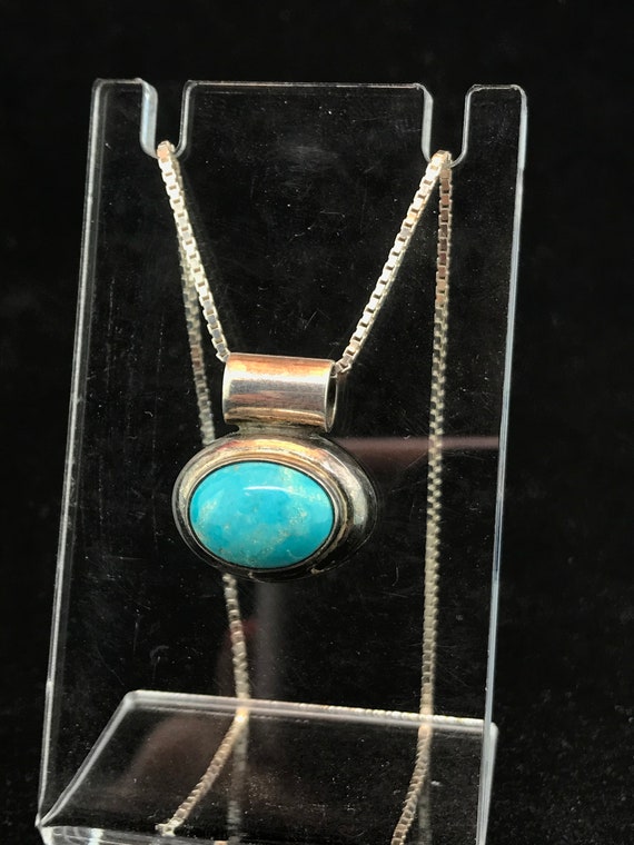 Beautiful Turquoise Pendant with Silver Chain