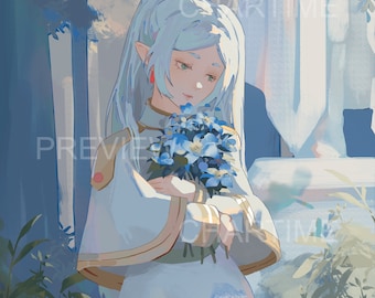 Art Print / Poster - Frieren: Beyond Journey&#39;s End - Anime art print / A4 / A5 / wall decor / gift / Illustration