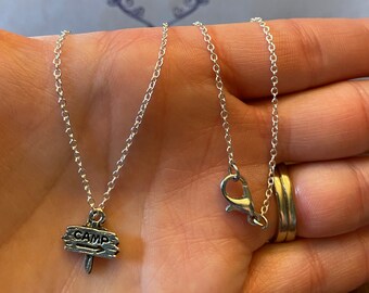 Camp Sign Necklace ~ Camp Necklace ~ Camping ~ Dainty Camping ~ Outdoors ~ Gift ~ Gift for Her ~ Mountains ~ Colorado