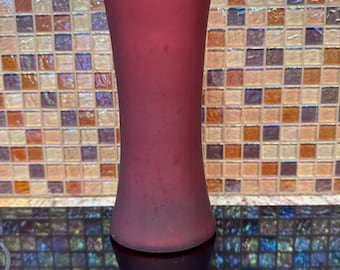 Vintage Ruby Red Frosted Glass Vase