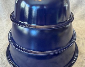 Vintage Navy Blue Pyrex Nesting Bowl Set with Clear Bottom ~ #325, #323 & #322 ~ Collectible ~ Nesting Bowl Set ~ Gift ~ For Her ~ Baking