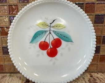 Vintage Westmoreland Cherry Milk Glass Salad Plate