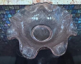 Vintage Colony Glass Amethyst Candy Dish Waffle Glass