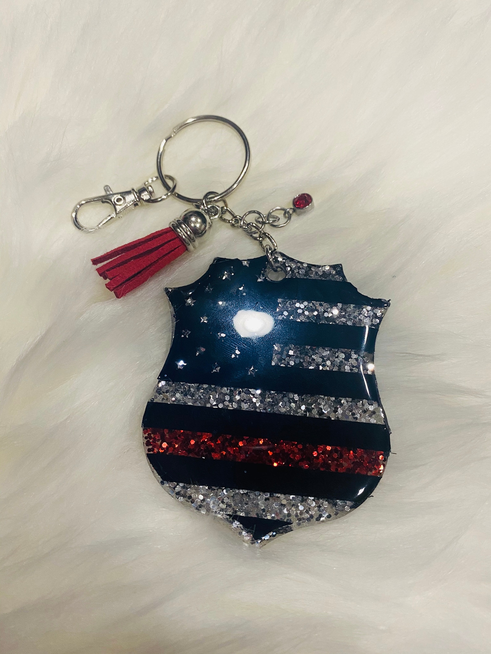 Thin Blue Line Keychain Etsy