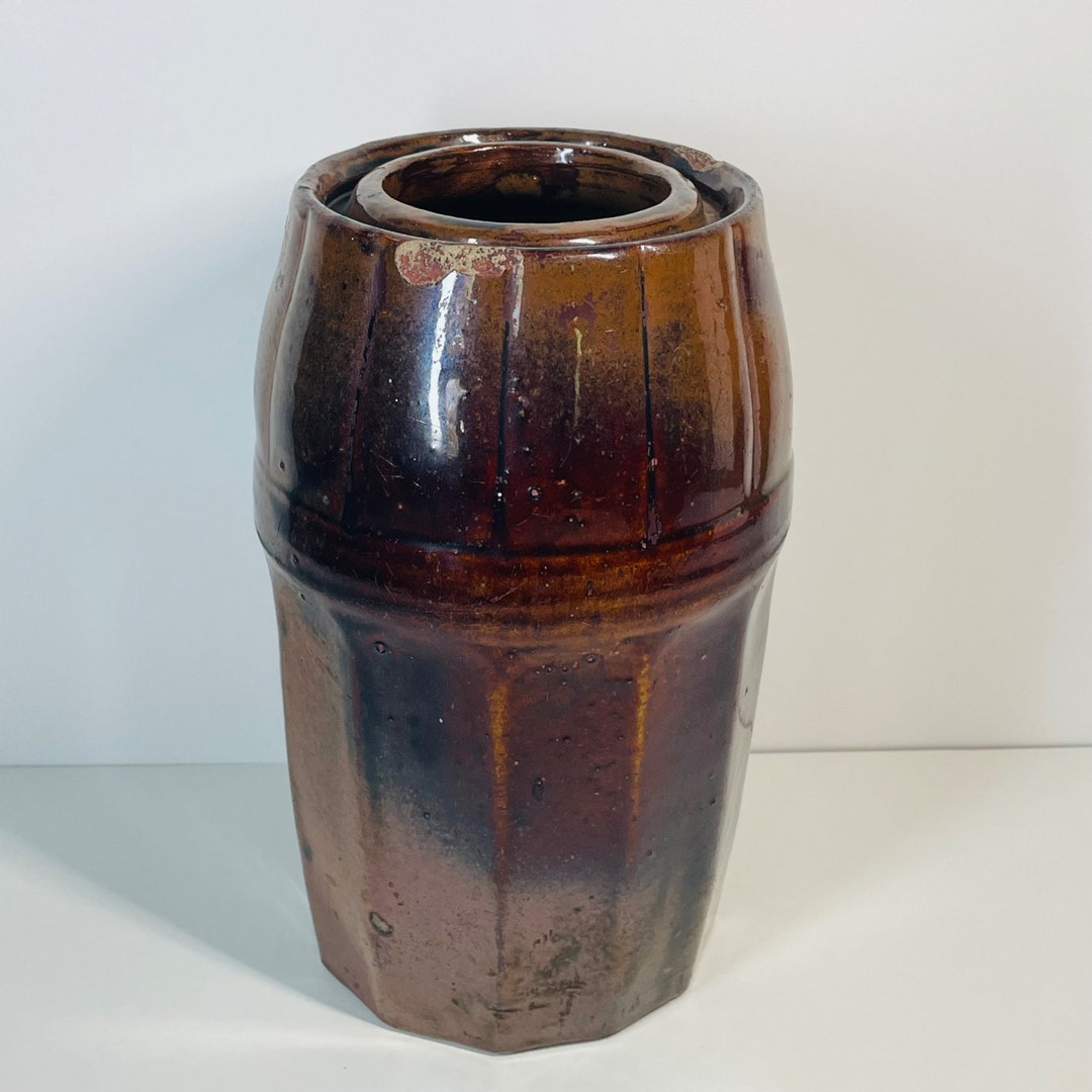 Antique 9 Peoria Pottery Canning Crock Jar Brown Stoneware Etsy