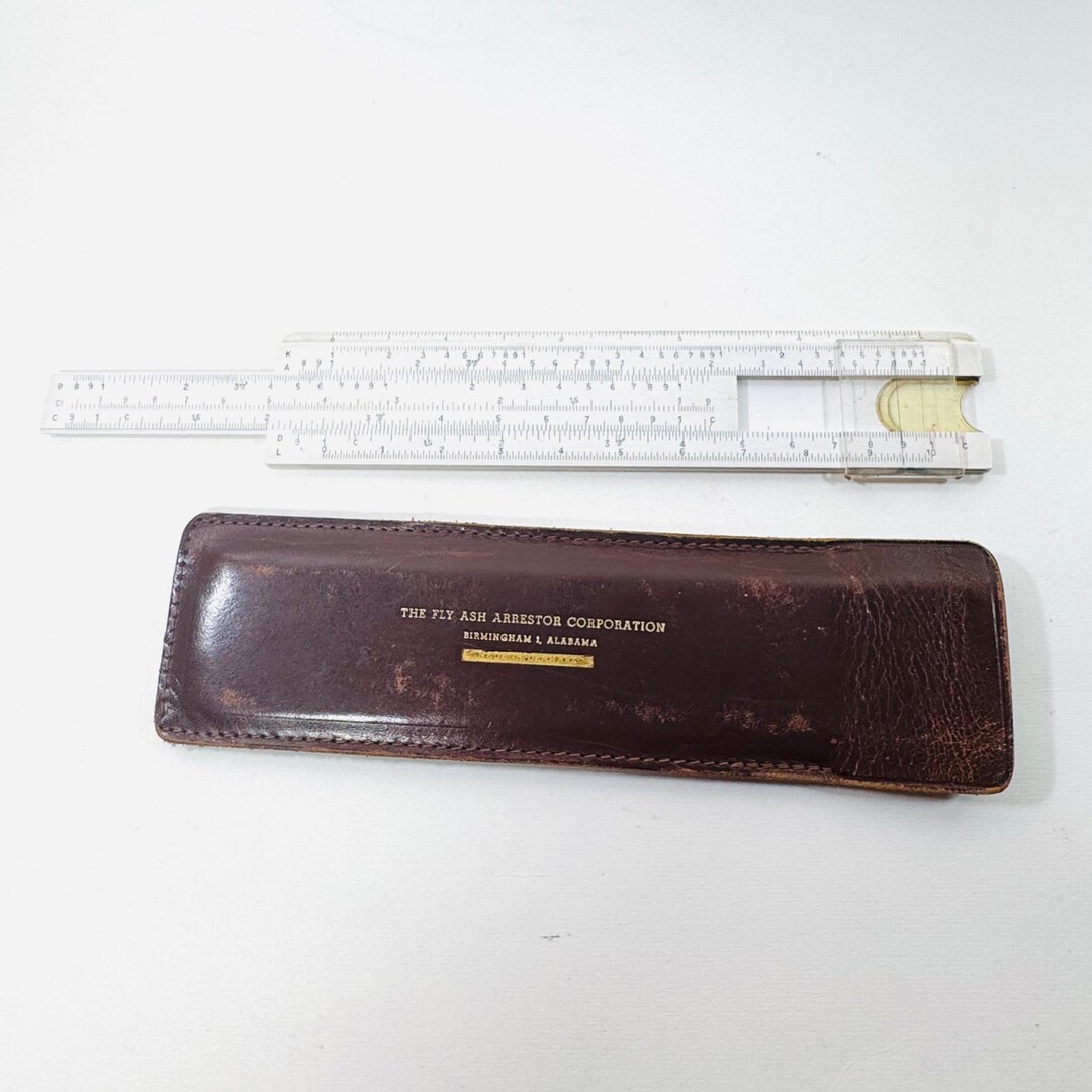 Den Make Ruler Vintage Denmark Slide Ruler Calculator Leather Case the Fly Ash ...