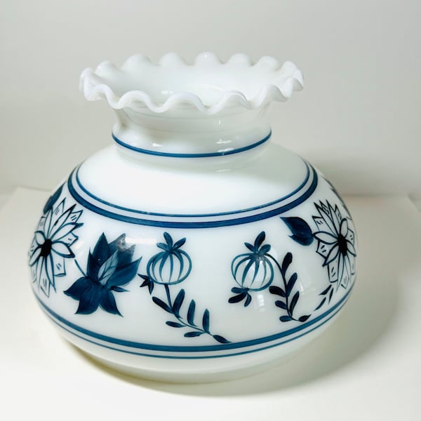 Vintage Blue Onion Lamp Shade Hand Painted Replacement Gone With the Wind