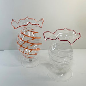 Vintage pair BIMINI GLASS Featherweight Vases Excellent