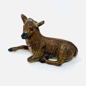 Antique Metal Deer Laying small figure