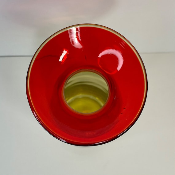 Vintage BLENKO Glass Vase Orange Yellow Rare Style 8.5” READ