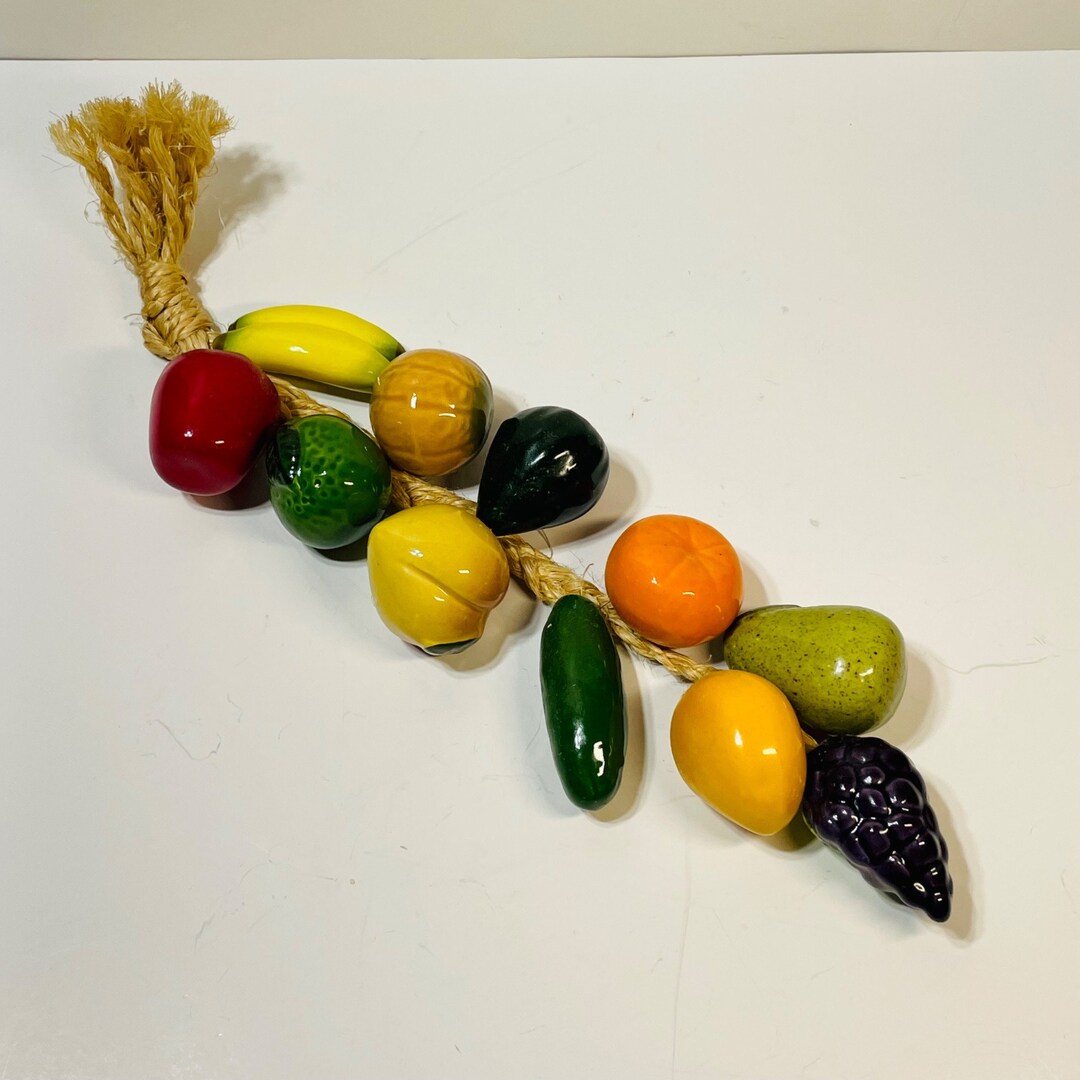 Vintage Ceramic Vegetables Hanging on Rope Etsy