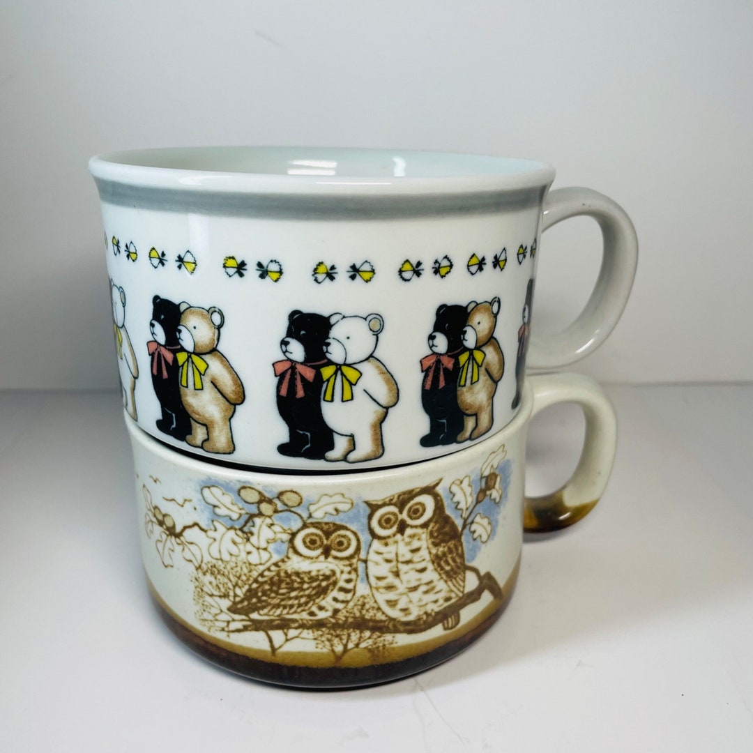 Vintage Pair of Otagiri Stoneware Soup Bowls Cups Owls and Etsy