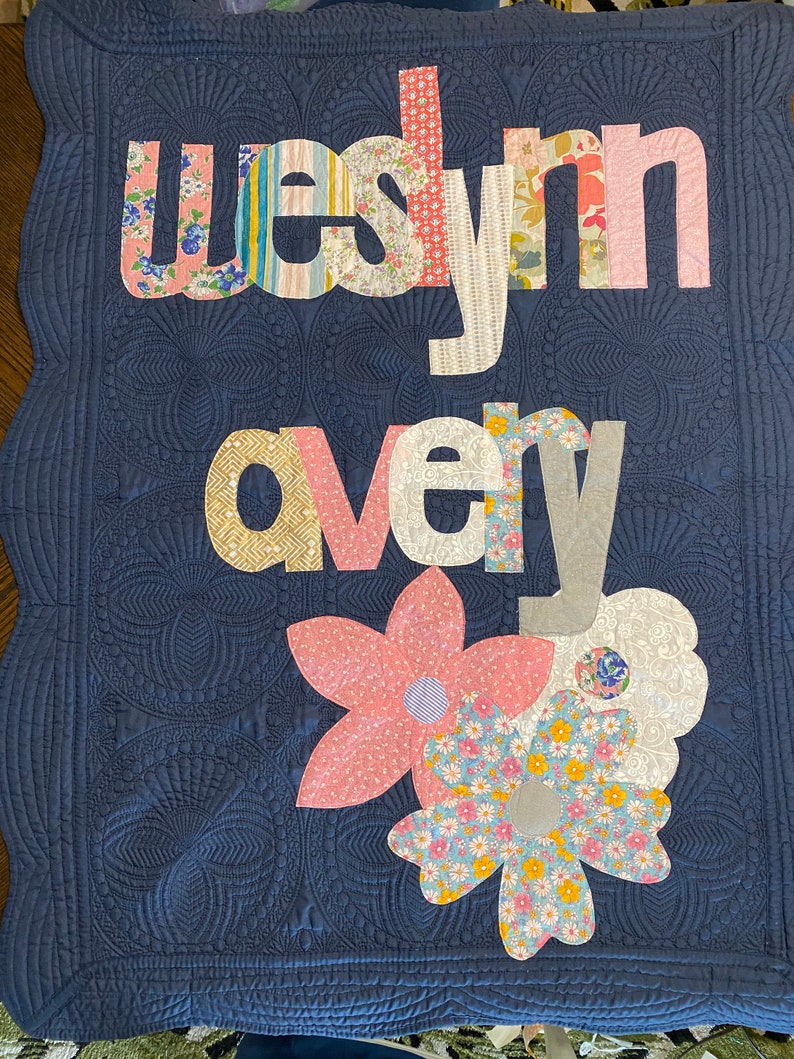 Floral Personalized Baby Quilt, Name Blanket, Baby Blanket, Baby Gift