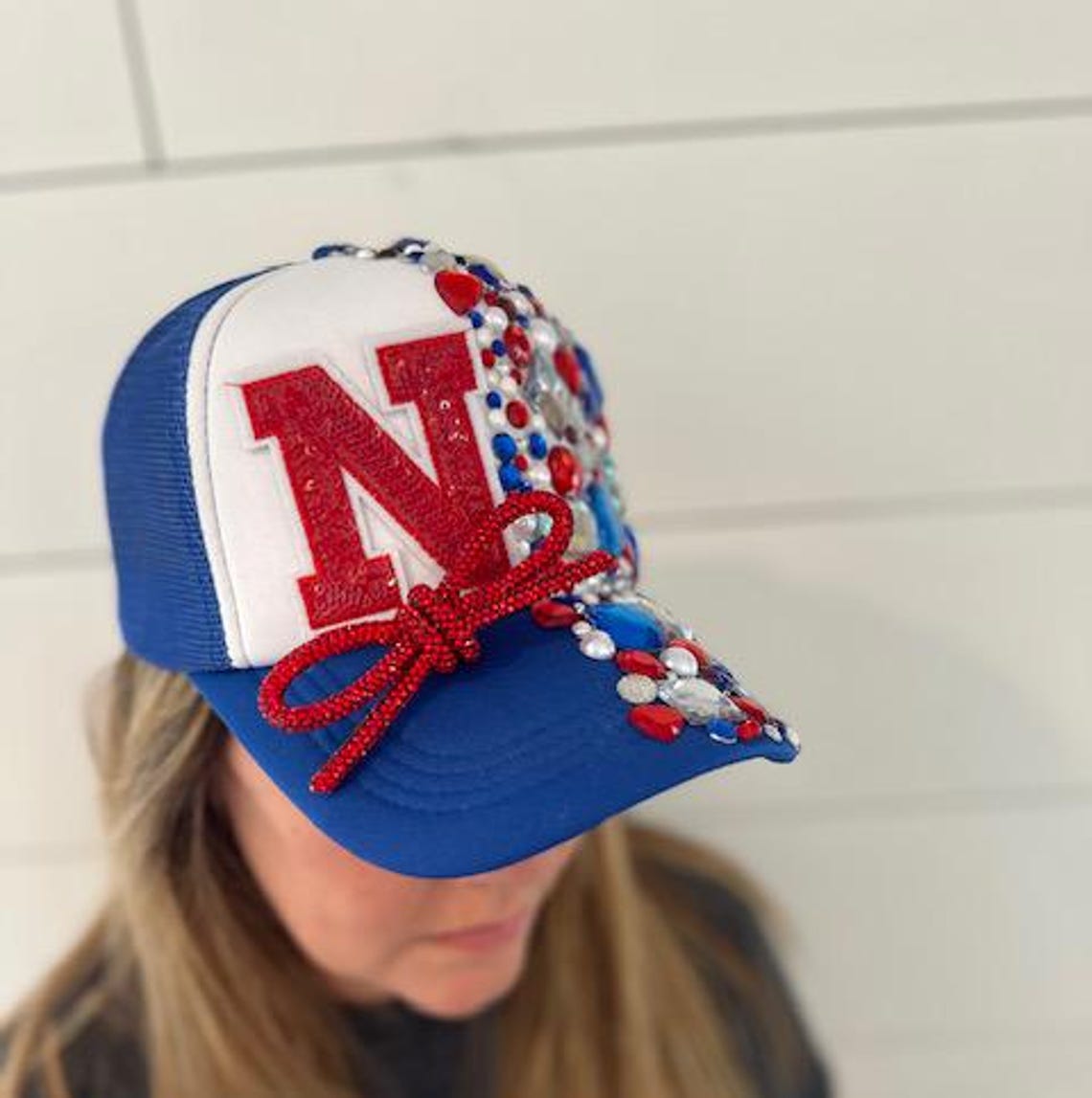 Team Mascot Rhinestone Hat,trucker Hat,team Logo Hat,bedazzled Hat ...