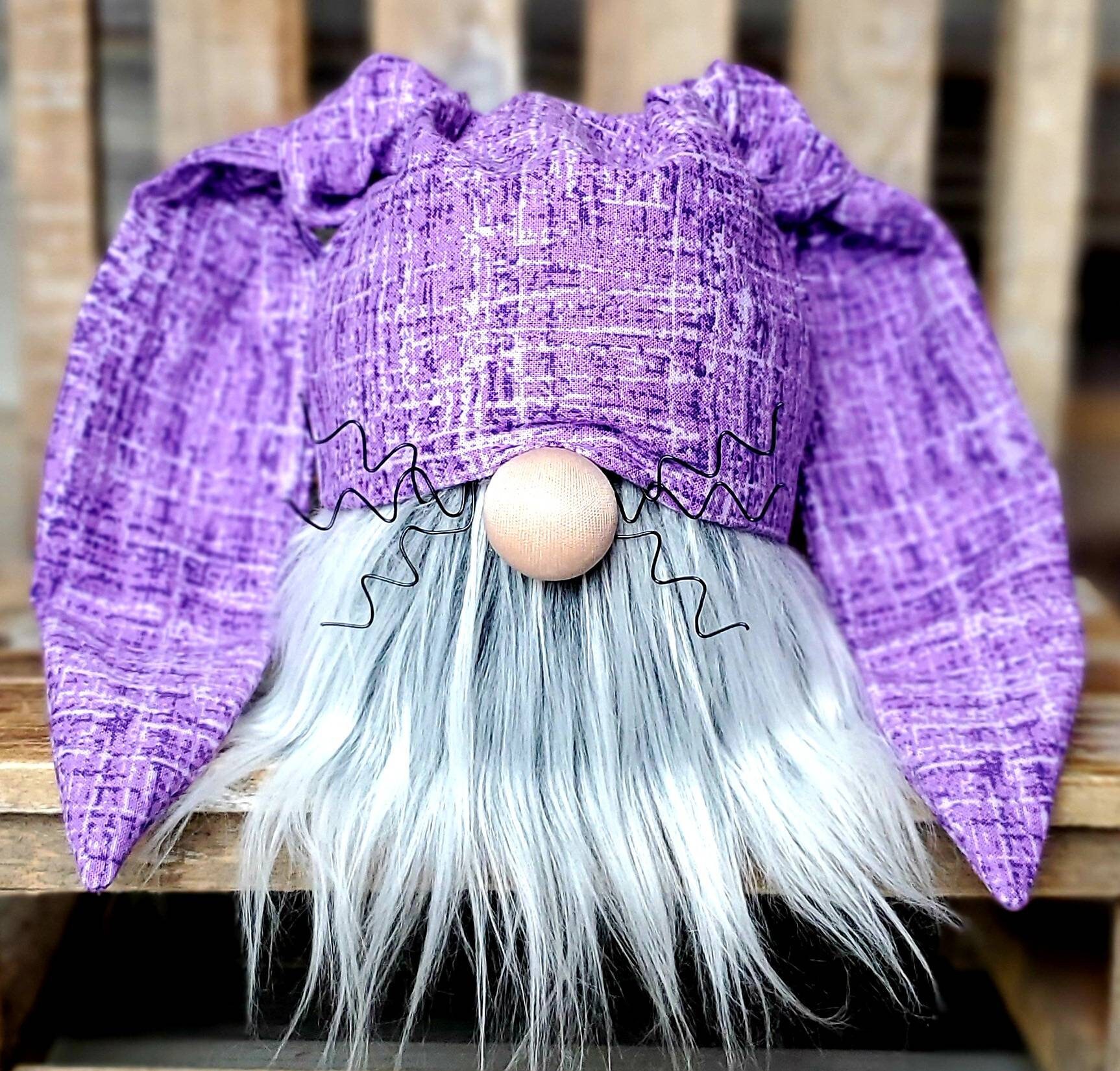 Purple Bunny Gnome Spring Gnome Happy Easter Gnome Bunny Etsy