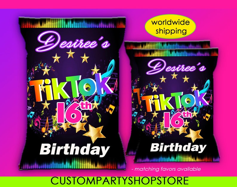 Tik Tok Inspired Chip Bags Tik Tok Party Favors Tiktok | Etsy