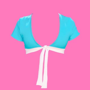 Pattern: Short Sleeve Tie Front Bikini Top (Sizes XS-XL) | DIY Reversible Swimsuit Crop Top | Easy Beginner Sewing Project