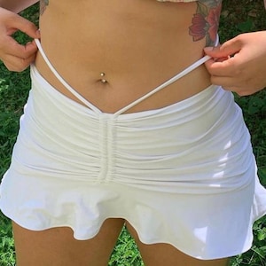 PDF Pattern: Reversible Drawstring Bikini Skirt Sewing Pattern | Size XS-XXL | Trendy Y2K Beach Cover Up or Swim Skirt | Easy Sewing Project