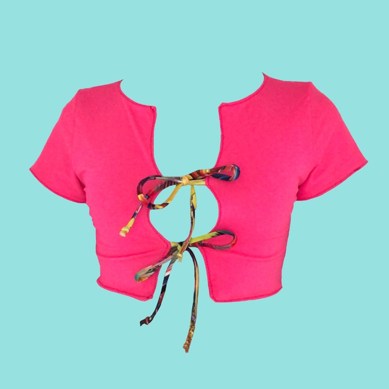 PATTERN | Short Sleeve String Bikini Top XS-XL | Reversible Crop Top Swimsuit 