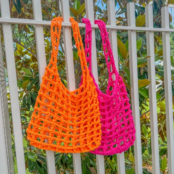 Pattern: Crochet Mesh Shoulder Beach Bag | Easy Beginner Crochet Project