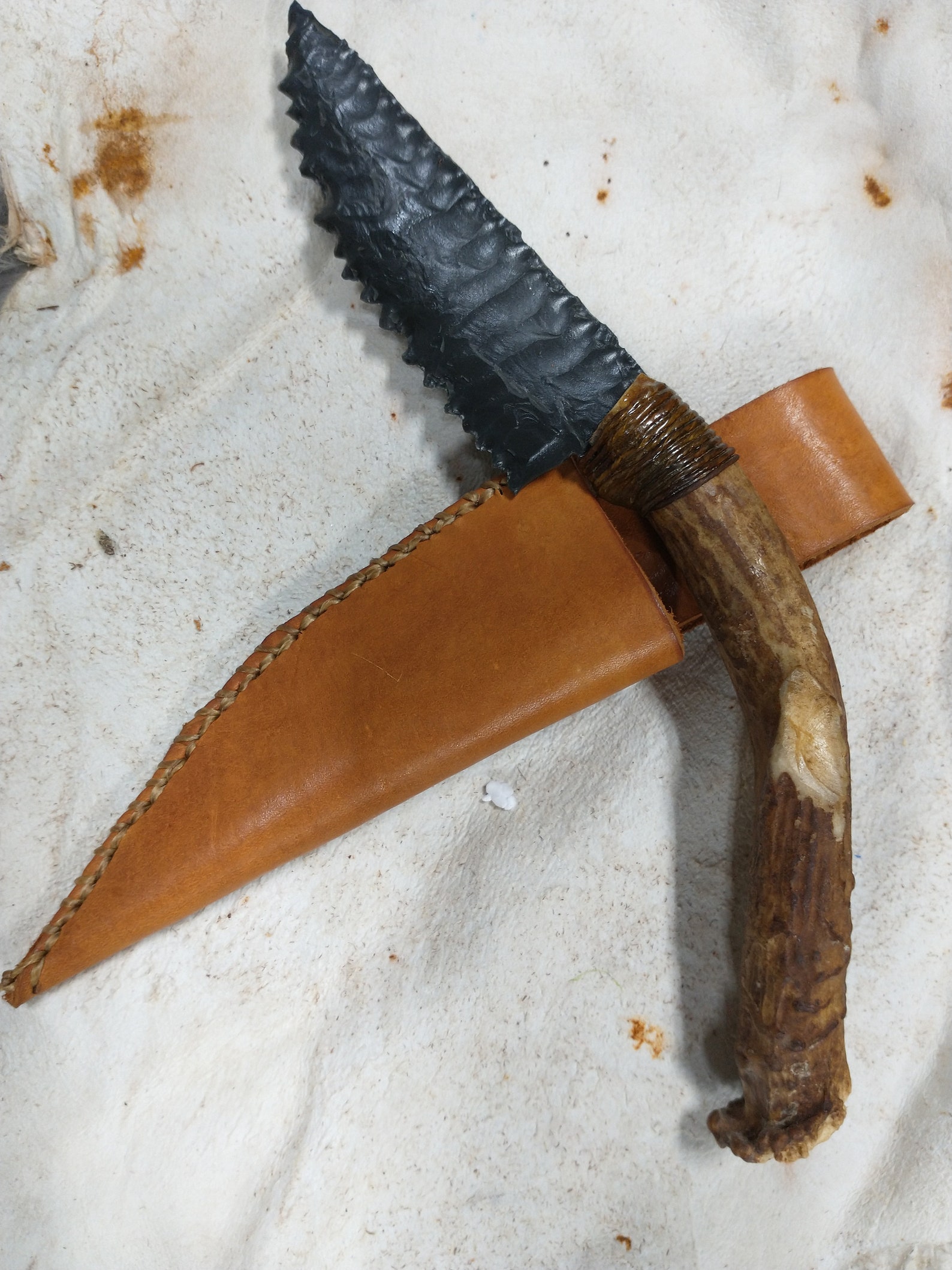 Dacite primitive flint knife with handmade sheath 183 by Etsy