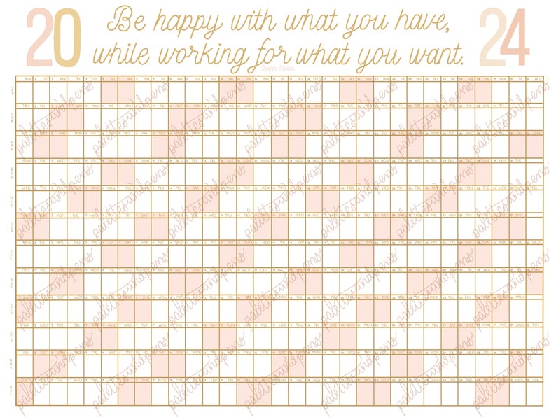 Big Yearly View Wall Calendar digital Download 2024 - Etsy