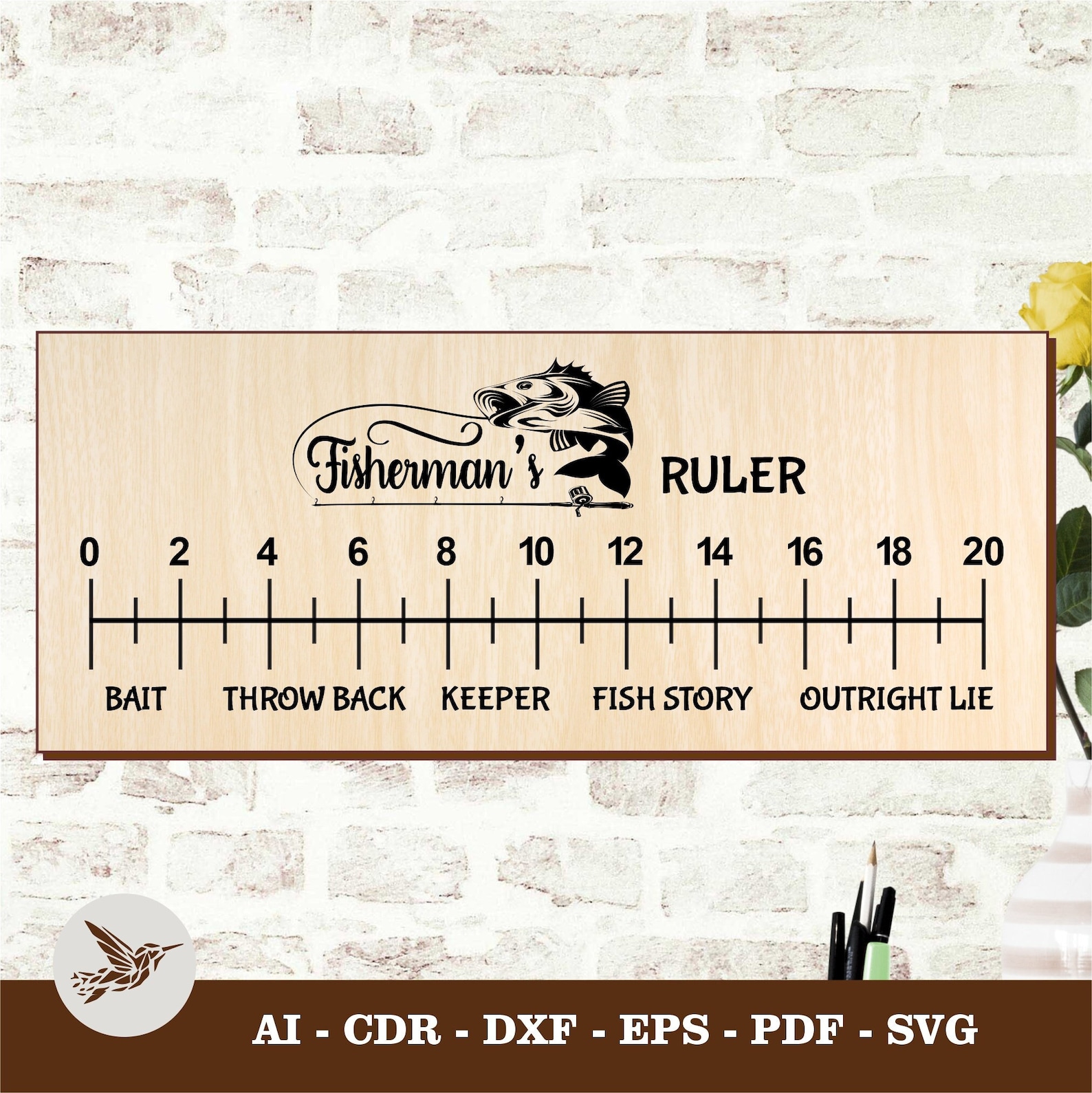 Funny Fishing Ruler Laser Cut Template - Instant Download, Commercial License, Wood/acrylic Ai ...