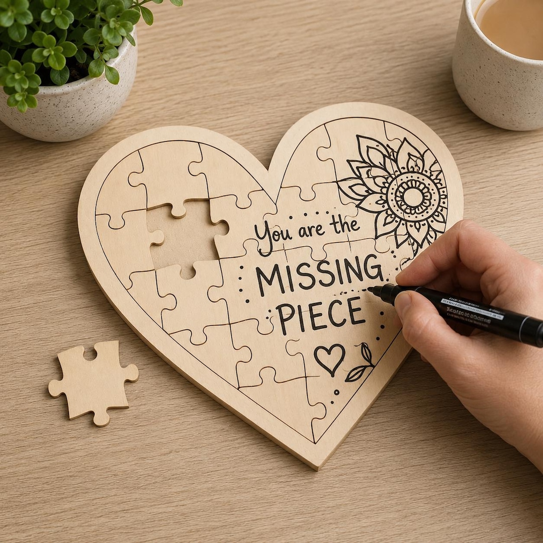 24 Piece Heart Puzzle SVG Laser Cut Template – Wood, Acrylic
