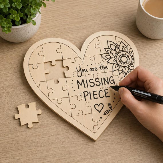 24 Piece Heart Puzzle SVG Laser Cut Template – Wood, Acrylic