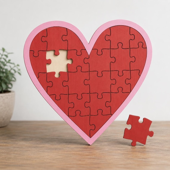24 Piece Heart Puzzle SVG Laser Cut Template – Wood, Acrylic
