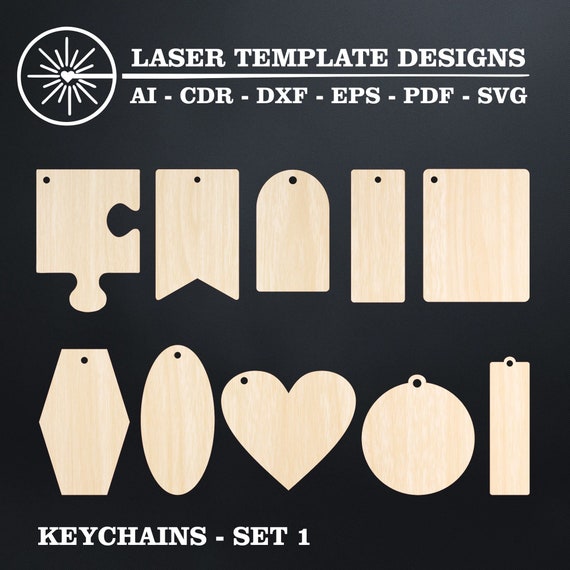10 Blank Keychain Designs Laser Cut Files for Wood Acrylic | Etsy