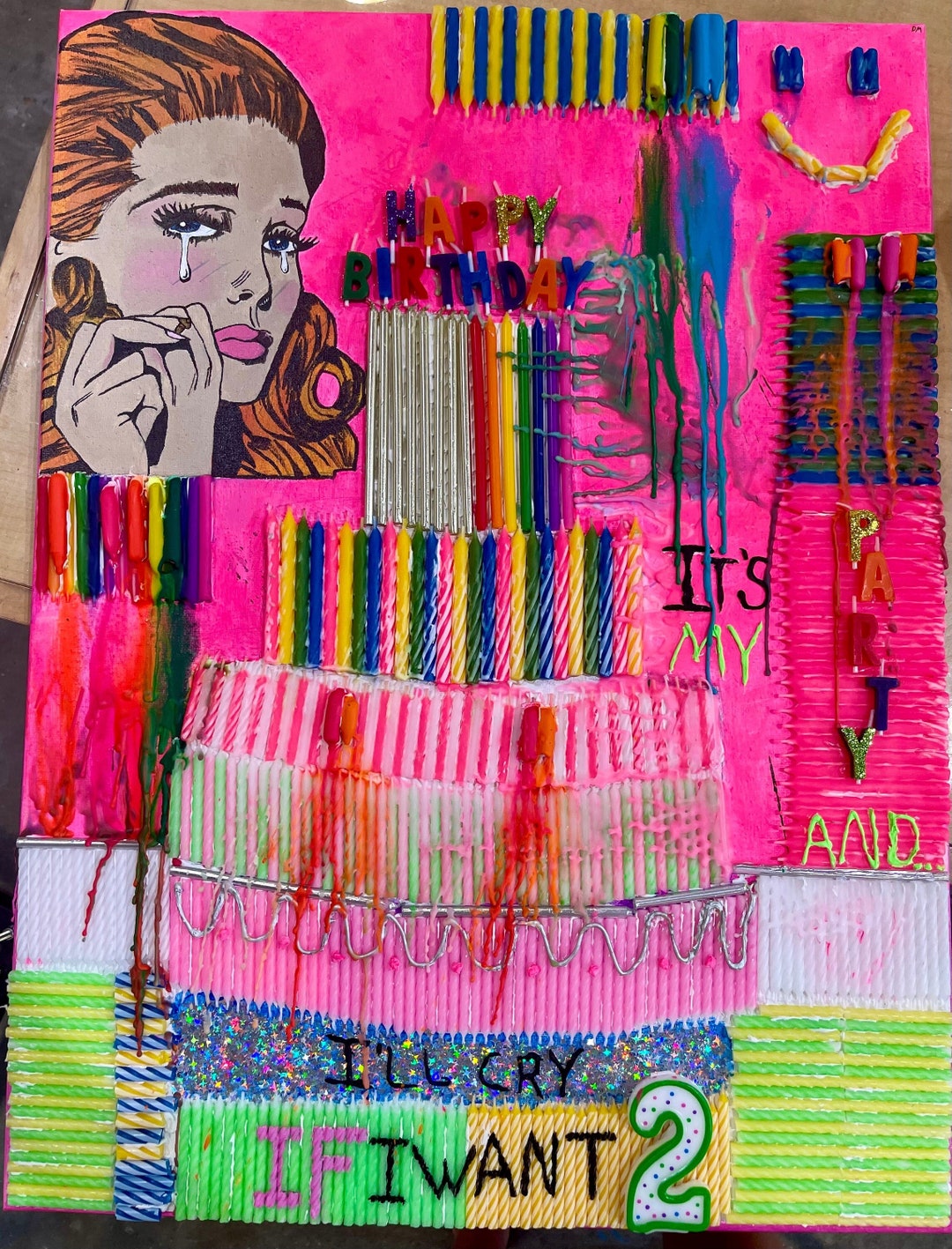 BIRTHDAY POP ART Made With Birthday Candles on Canvas 17x20 Etsy