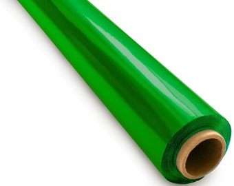 200 ft Green Cellophane Wrap Roll (16 in x 200 ft) - Cellophane Wrap Green - Green Cellophane Roll - Green Transparent Paper