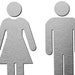 Brushed Aluminum Men's and Women's Bathroom Sign Decor Figure Set - Men ...