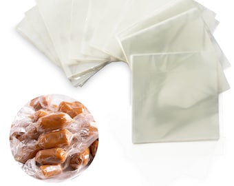 Clear Candy Wrappers for Caramels (300 pcs 5 x 5 Inches) - Natural Clear Cellophane Wrappers - Caramel Wrappers - Wrappers for Chocolate