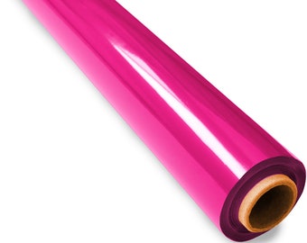 200 ft Pink Cellophane Wrap Roll (16 in x 200 ft)  - Colored Cellophane Roll  - Colored Cellophane Wrap - Red Clear Wrap