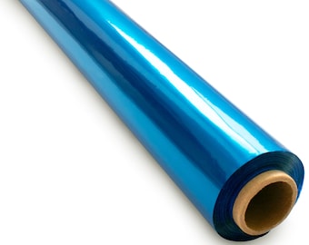 200 ft Blue Cellophane Wrap Roll (16 in x 200 ft) - Colored Cellophane Roll  - Colored Cellophane Wrap - Blue Clear Wrap