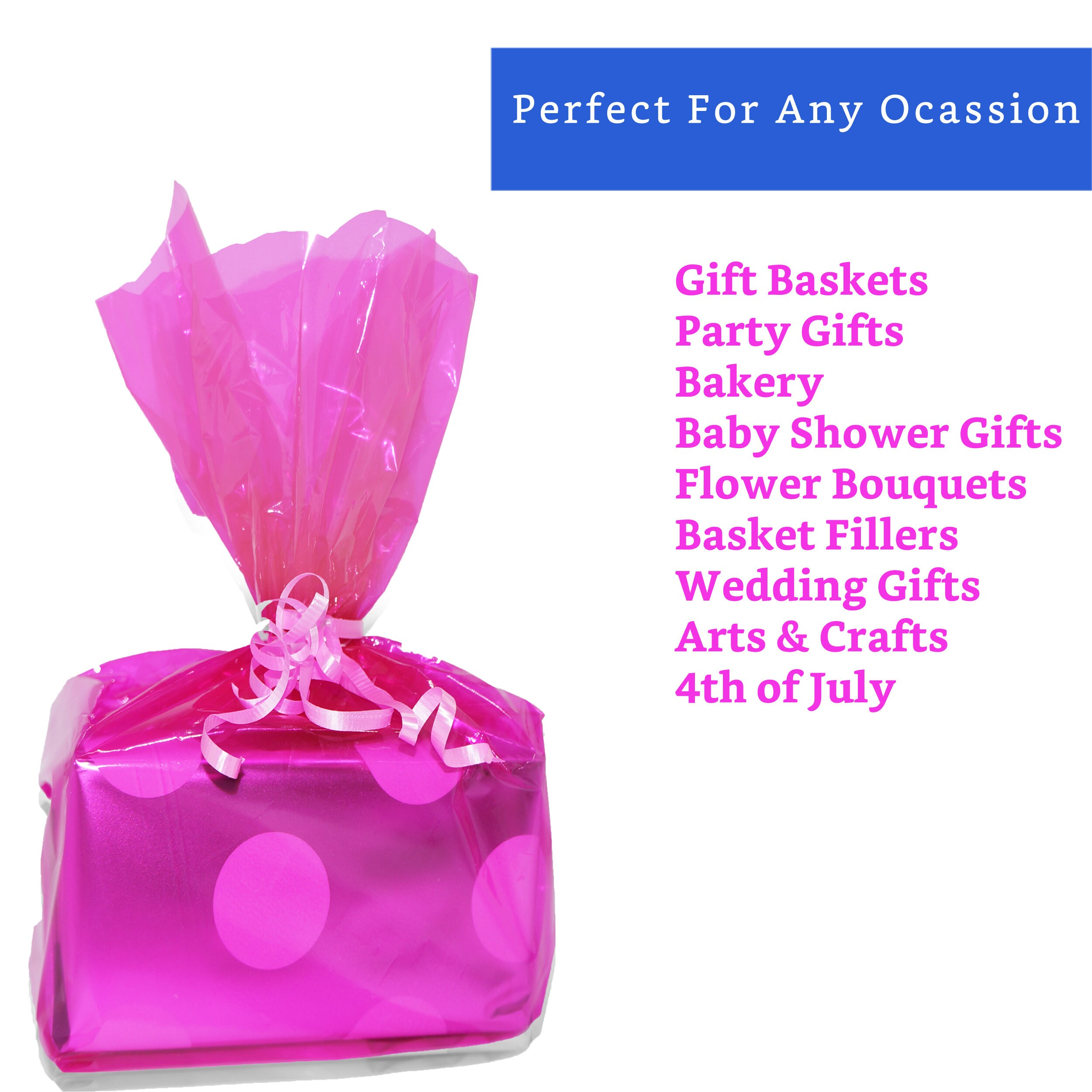 200 Ft Pink Cellophane Wrap Roll 16 in X 200 Ft Colored Etsy