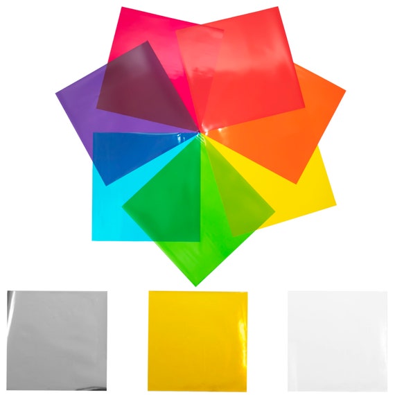 120 Pcs Cellophane Sheets 8 X 8 in 10 Colors Silver & Gold Included Colored  Cellophane Wrap Colored Transparency Sheets 