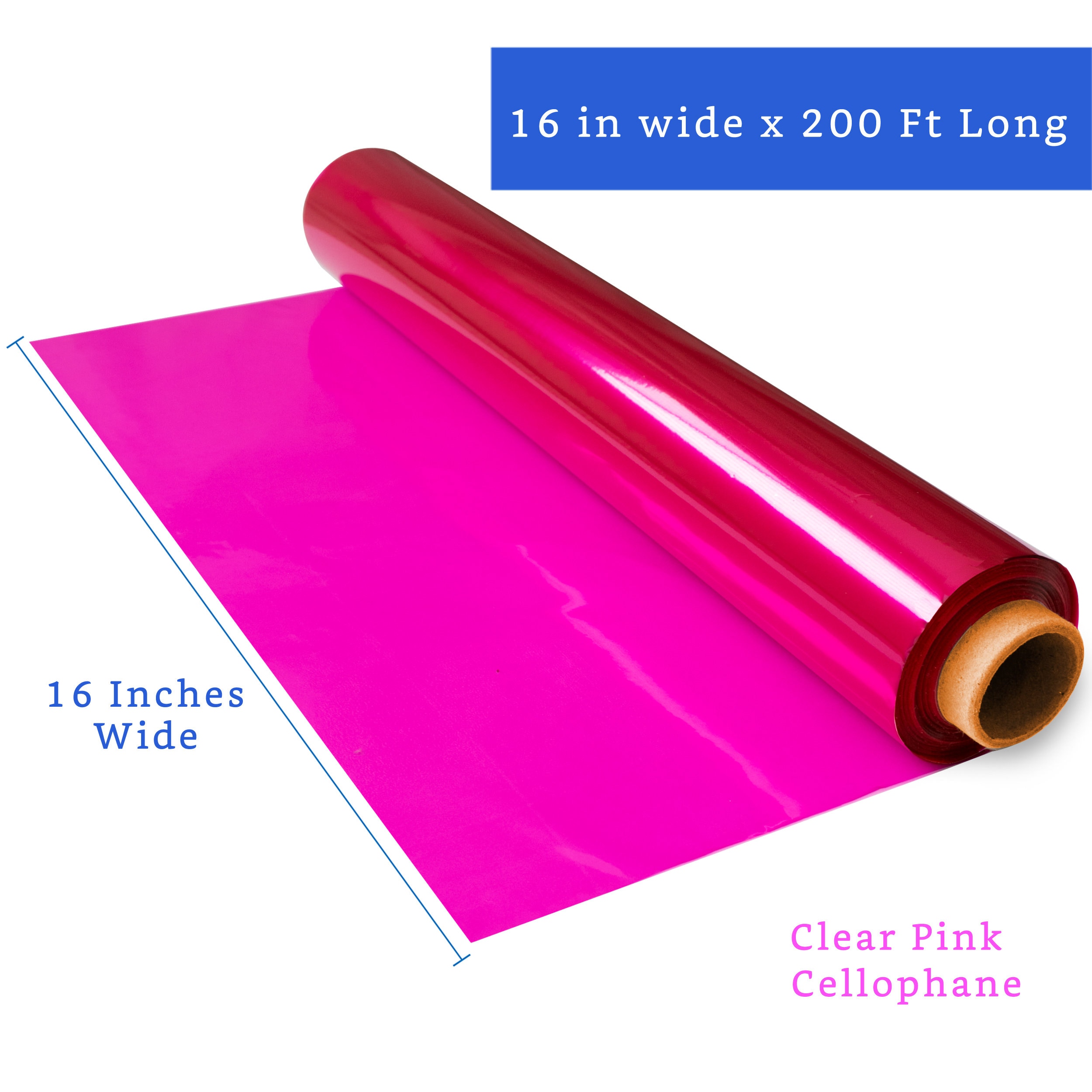 200 Ft Pink Cellophane Wrap Roll 16 in X 200 Ft Colored Etsy