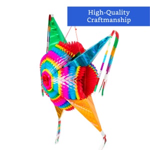 Mexican Piñata Large 32 in Authentic Handmade Foldable Large Pinata Star Pinatas for Birthday Party Mexican Piñata para Cumpleaños image 3