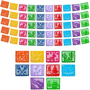 Mexican Party Banners (5 Pk with 10 Plastic Flags per Banner) - Mexican Themed Party Decorations - Mexican Banners Fiesta Party Decorations