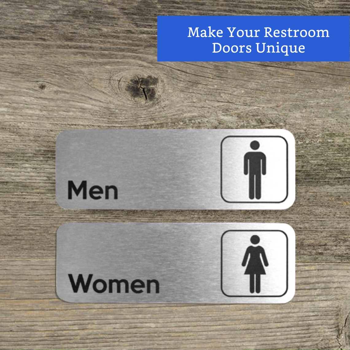 Brushed Aluminum Restroom Signs set of 2 Men and Women - Etsy