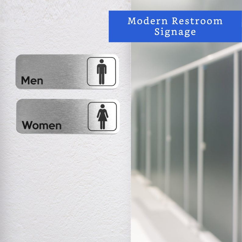 Brushed Aluminum Restroom Signs set of 2 Men and Women - Etsy