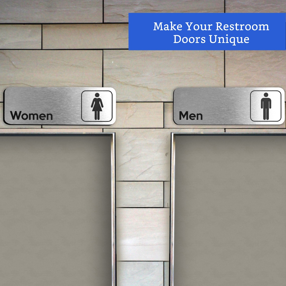 Brushed Aluminum Restroom Signs set of 2 Men and Women - Etsy