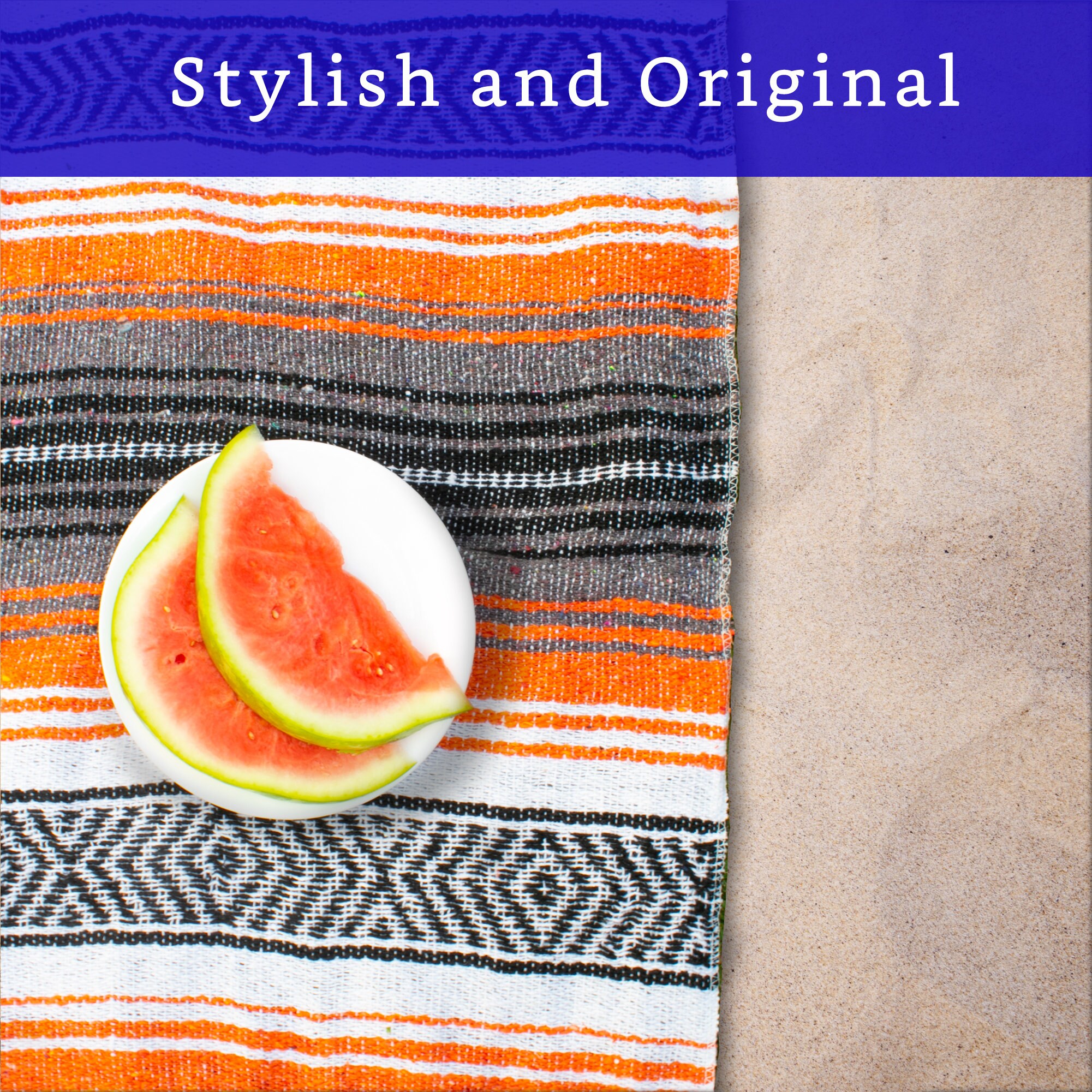 Authentic Mexican Blanket orange Hand Woven Falsa Blanket Etsy