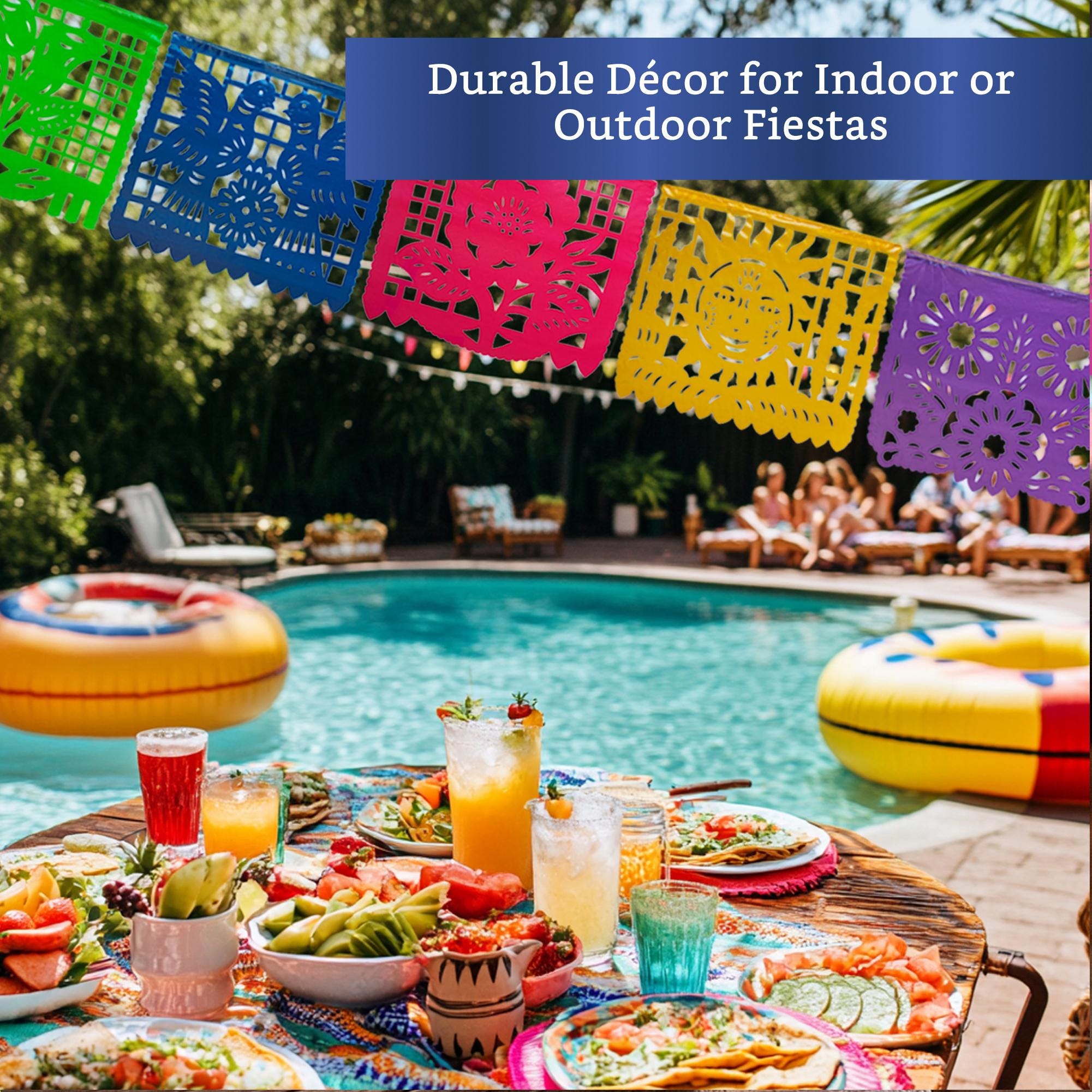 Mexican Party Banners Large Plastic Papel Picado Banner Cino